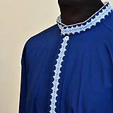 Pánske oblečenie - Kosela s modro bielou krizikovou vysivkou - 11628270_