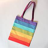 Nákupné tašky - Bavlnená taška dúhová pásikavá pastel - 11627121_