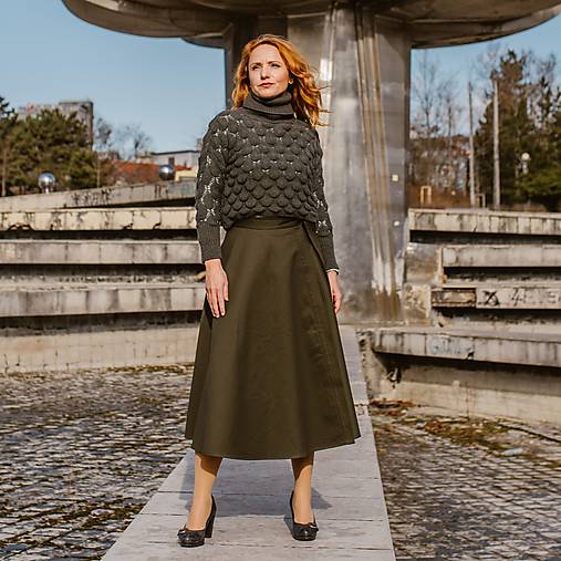 Sukne - VÝPREDAJ - HELENA - zavinovacia jednofarebná sukňa - 11628124_