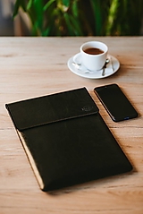  Kožené puzdro na tablet / notebook Clear čierne