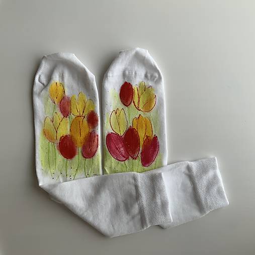 Maľované kvetinkové ponožky (Tulipánové 4)
