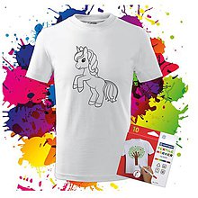 Topy, tričká, tielka - Detské tričko s omaľovánkou Jednorožec - 11627822_