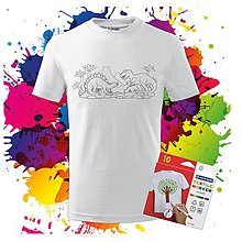 Topy, tričká, tielka - Detské tričko s omaľovánkou Dinosaury - 11627887_