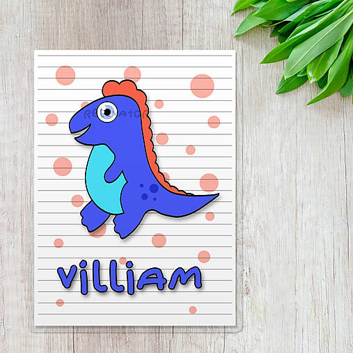 Hračky - Dinosaurus mláďa - linajkové podložky do zošita (tyranosaurus Rex) - 11628470_