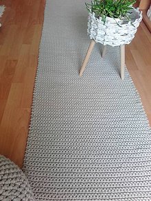 Úžitkový textil - Háčkovaný koberec - prehoz na gauč (cca 60x220cm - Béžová) - 11629560_