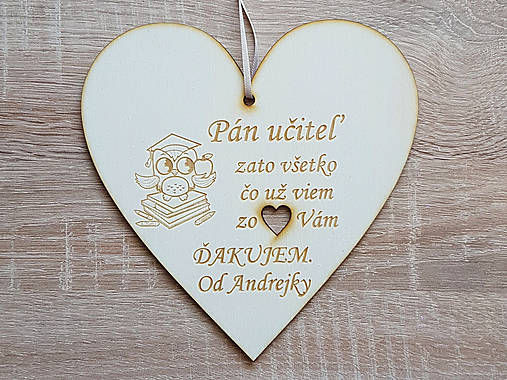 Drevená tabuľka poďakovanie pán učiteľ 17cm