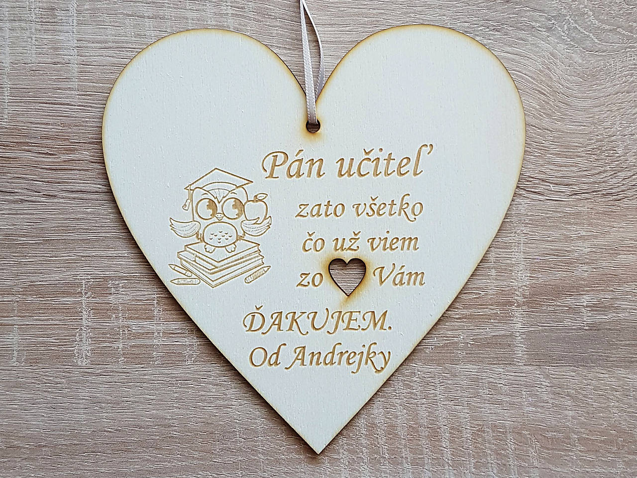 Drevená tabuľka poďakovanie pán učiteľ 17cm
