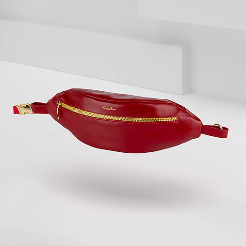 Kožená ľadvinka / belt bag MAVERA (Červená)