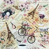 Papier - S1468 - Servítky - Paríž, bike, víno, kvety, vintage - 11632430_