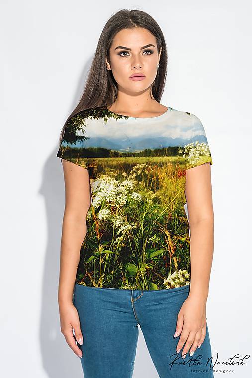 Mikina s nákrčníkom " Lúčne trávy a byliny"  (tričko s krátkym rukávom)