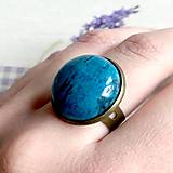 Prstene - Elegant Bronze Blue Sea Jasper Ring / Prsteň s tyrkysovým jaspisom v bronzovom prevedení - 11635818_