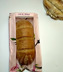 Úžitkový textil - Vrecúško na chlieb a pečivo - magnólie na staroružovej (1/2kg chlieb) - 11643522_