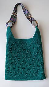 Handmade háčkovaná kabelka s ažúrovým vzorom ako elegantný variant - smaragdová