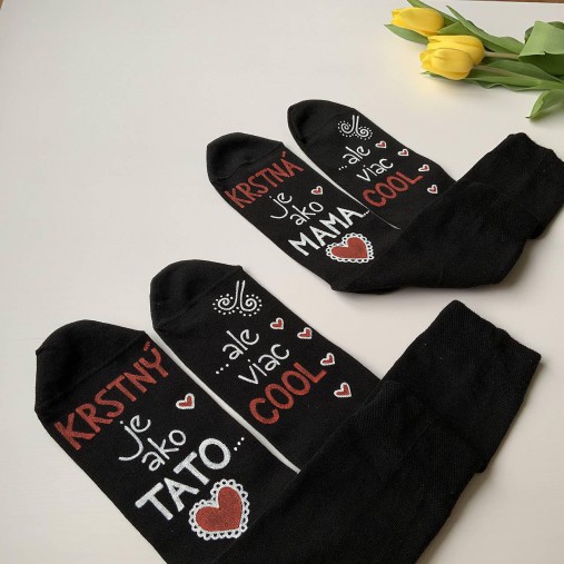 Maľované ponožky pre KRSTNÚ/KRSTNÉHO, ktorí sú výnimoční a COOL (čierne (sada))