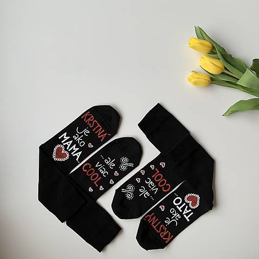 Maľované ponožky pre KRSTNÚ/KRSTNÉHO, ktorí sú výnimoční a COOL (čierne (sada))