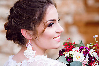 Náušnice - Svadobné náušnice s perlami a krajkou - 11641041_