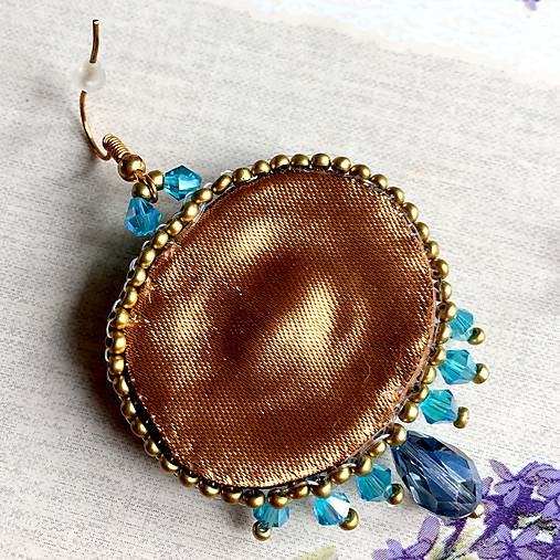 Turquoise Gold Earrings / Korálkové náušnice tyrkysovo zlaté