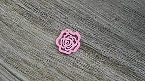 Polotovary - Drevený výrez kvet, ruža 2,5 cm - výber z viac farieb, 1 ks (ružová) - 11646734_