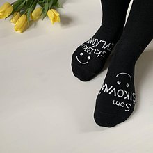 Ponožky, pančuchy, obuv - Motivačné maľované ponožky s nápisom: “Som šikovná/ý / skúšku zvládnem” (čierne) - 11644725_