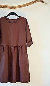 Šaty - Lněné šaty Hnědé - 11647977_