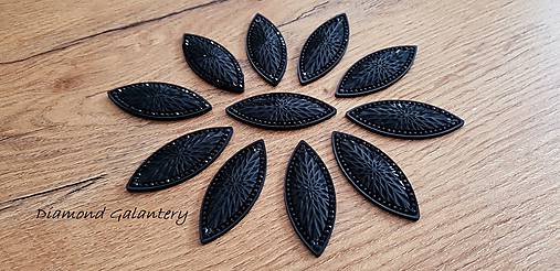 Galantéria -  	Našívacia aplikácia 19 x 49 mm - čierna zdobená - 11651008_