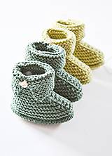 Detské topánky - Papučky pre bábätko - chlapčeka (Jabĺčková - dĺžka: 11 cm) - 11650525_