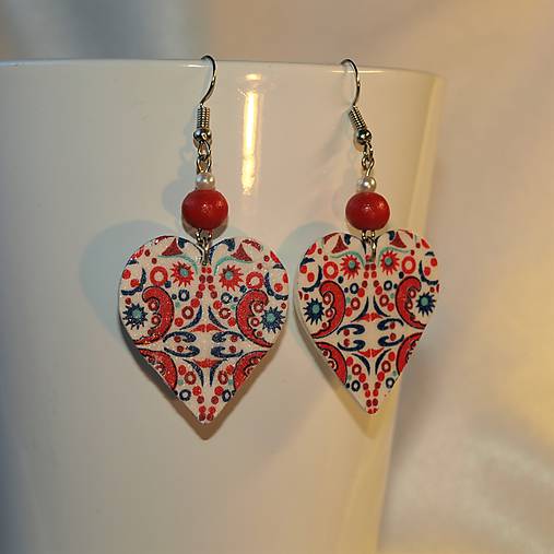 Náušnice Srdiečka folk ornamentálne