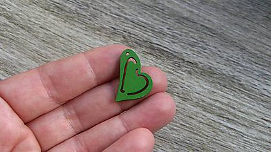 Polotovary - Drevený výrez srdce 2,5 cm - výber z viac farieb, 1 ks (zelené) - 11649330_