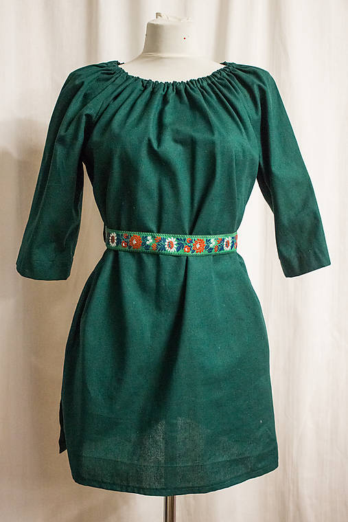 Ľanové šaty - zelené (S)