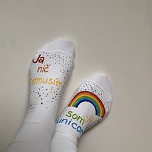 Ponožky, pančuchy, obuv - Maľované ponožky s nápisom: Ja nič nemusím, ja som unicorn (35-37, 38-39, 39-42) - 11655066_