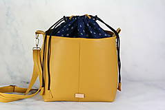 Kabelky - Modrotlačová kabelka Donna žltá dlhý popruh - 11657773_