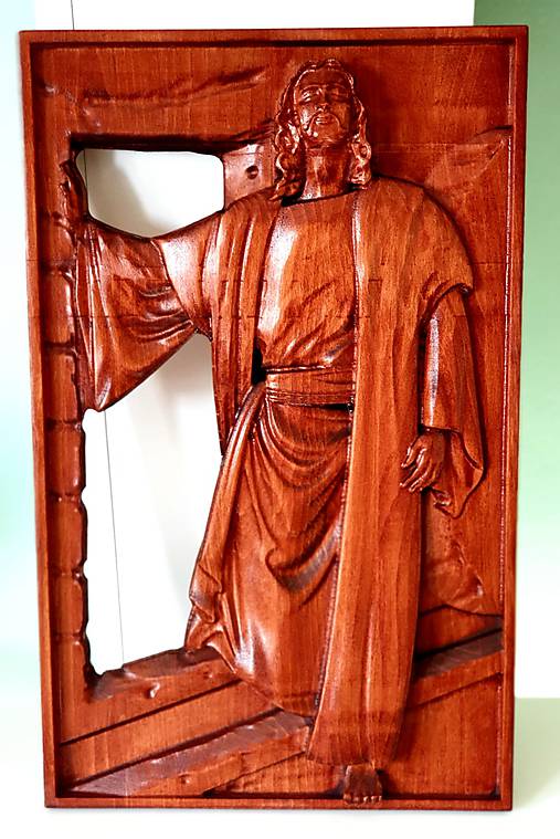 Obrazy - Drevorezba Ježiš /  Ja som dvere, kto vojde cezo mňa, bude spasený. - 11664050_