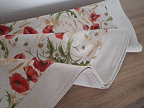 Úžitkový textil - Divé maky a obilie na režnej (Oválny obrus  maky 180×100cm) - 11668515_