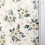 Textil - modré akvarelové ruže, zmesové plátno, šírka 140 cm - 11667804_