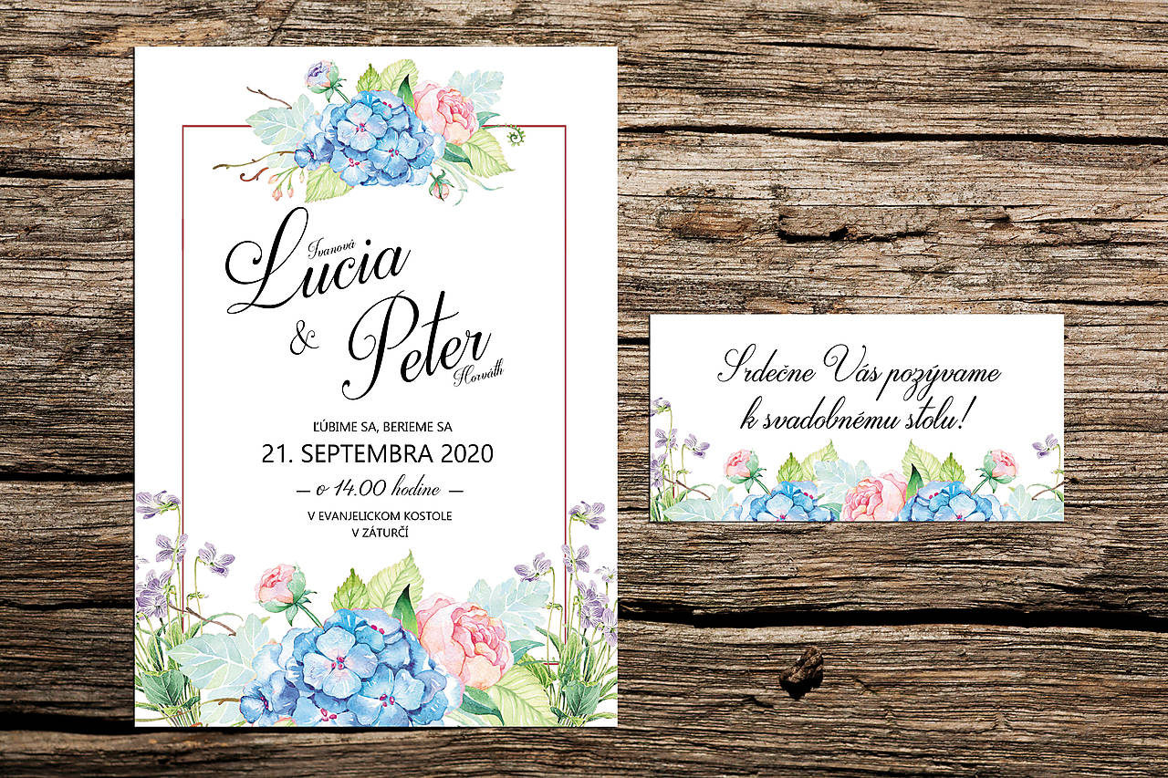 Svadobné oznámenie s hortenziou