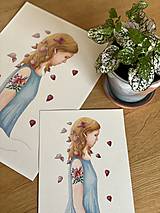 Grafika - Dievča s fitóniou - Print | Botanická ilustrácia - 11669533_
