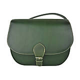 Kabelky - Kožená lovecká kabelka v tmavo zelenej farbe, ručne tieňovaná - 11669993_
