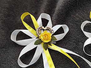 Dekorácie - Žltá svadobná kytica (pierka pre rodičov (cena je za kus)) - 11672200_