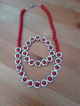 Sady šperkov - náhrdelník a náramok červený koral - 11669982_