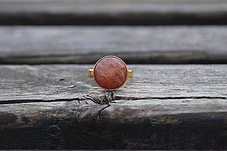 Prstene - Slnečný kameň-pozlátený prsteň zo striebra - 11670900_