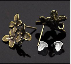 Komponenty - Napichovací komponent na náušnice kvet 15 mm, 1 pár ( 2 ks) (farba bronz) - 11673200_