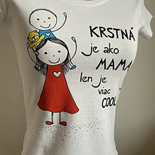 Topy, tričká, tielka - Originálne maľované tričko pre KRSTNÚ/ KRSTNÉHO s 2 postavičkami (KRSTNÁ +chlapček 1) - 11673983_