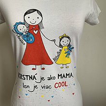 Topy, tričká, tielka - Originálne maľované tričko s 3 postavičkami (KRSTNÁ + bábätko (chlapček) + dievčatko) - 11673990_