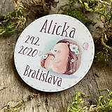 Detské doplnky - Magnetky na pamiatku s dátumom narodenia a menom dieťatka ježko - 11678541_