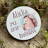 Detské doplnky - Magnetky na pamiatku s dátumom narodenia a menom dieťatka ježko - 11678542_