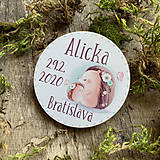 Detské doplnky - Magnetky na pamiatku s dátumom narodenia a menom dieťatka ježko - 11678544_