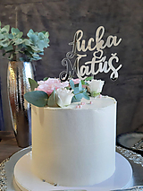 Zrkadlový zápich na svadobnú tortu s menami (Strieborné plexi)