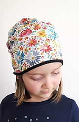 Detské čiapky - bavlnená čiapka Vyšívané kvety - 11678725_