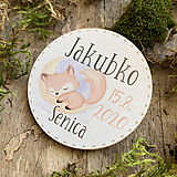 Magnetky na pamiatku s dátumom narodenia a menom dieťatka líška