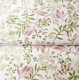 Textil - ružové akvarelové listy, zmesové plátno, šírka 140 cm - 11679110_
